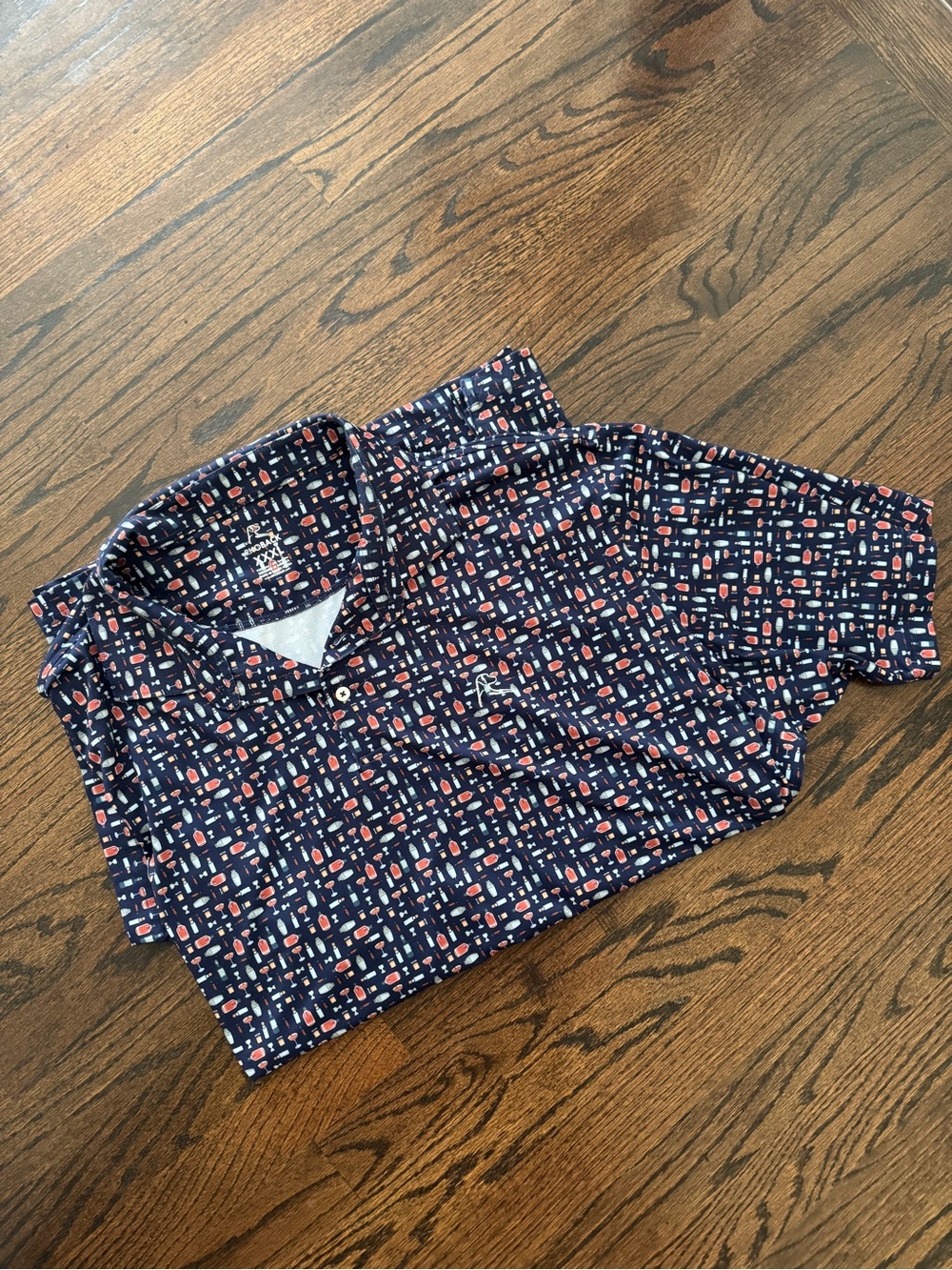 Men's Navy rhoback cocktail Patterned Short-Sleeve golf Shirt - Picture 1 of 5